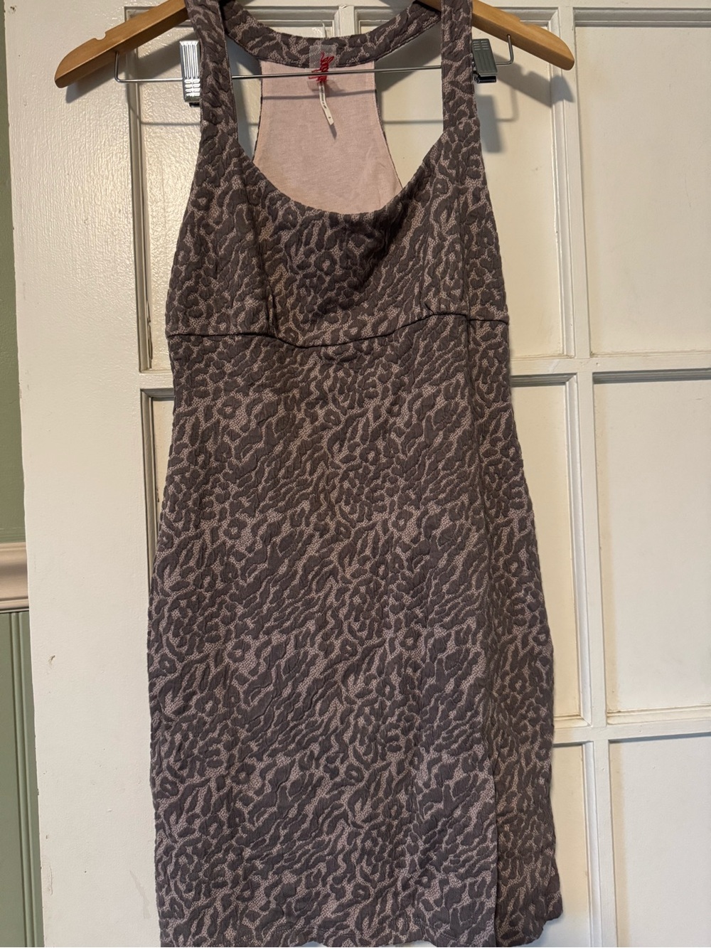 Sleeveless Print Tank Dress - Taupe & Charcoal